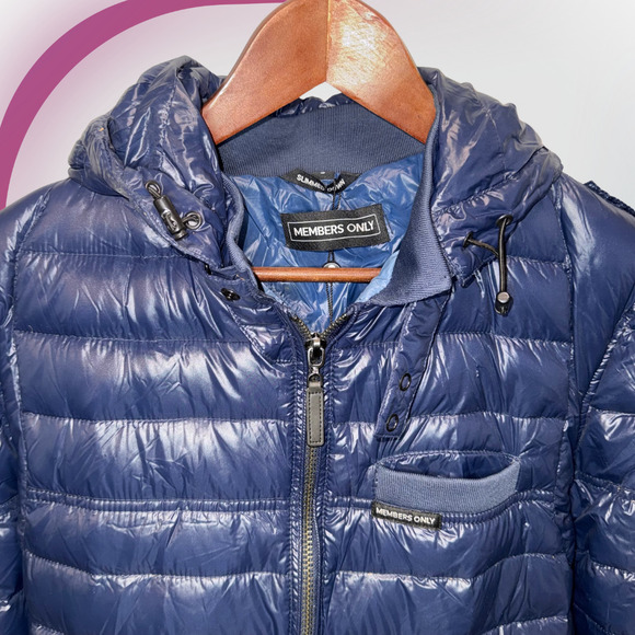 MEMBERS ONLY Men's Puffer Full-Zip Hooded Jacket in Navy - S - Picture 6 of 15